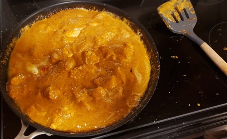 everything in the pan.  together at last